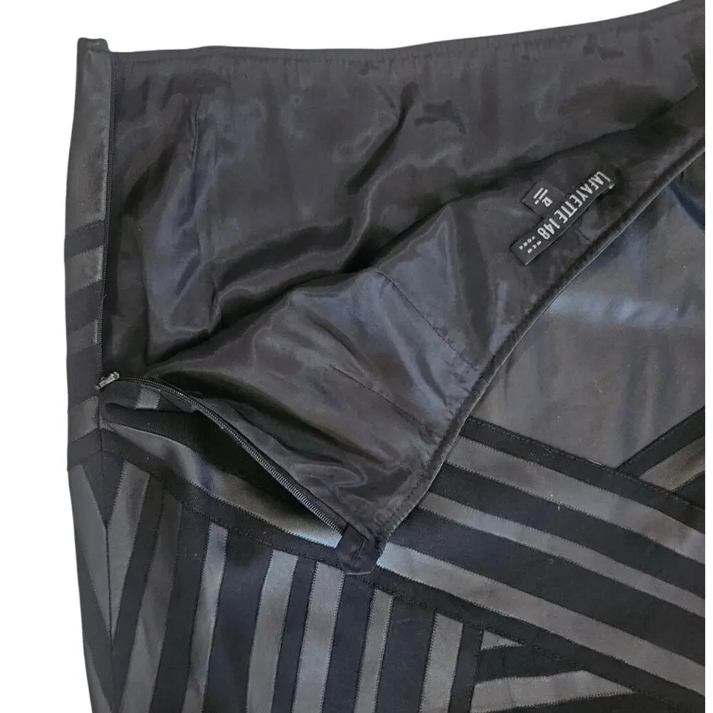 Lafayette 148 NY 100% Leather Pencil Skirt Black Sz 12 Side Zip Lined - Picture 4 of 8